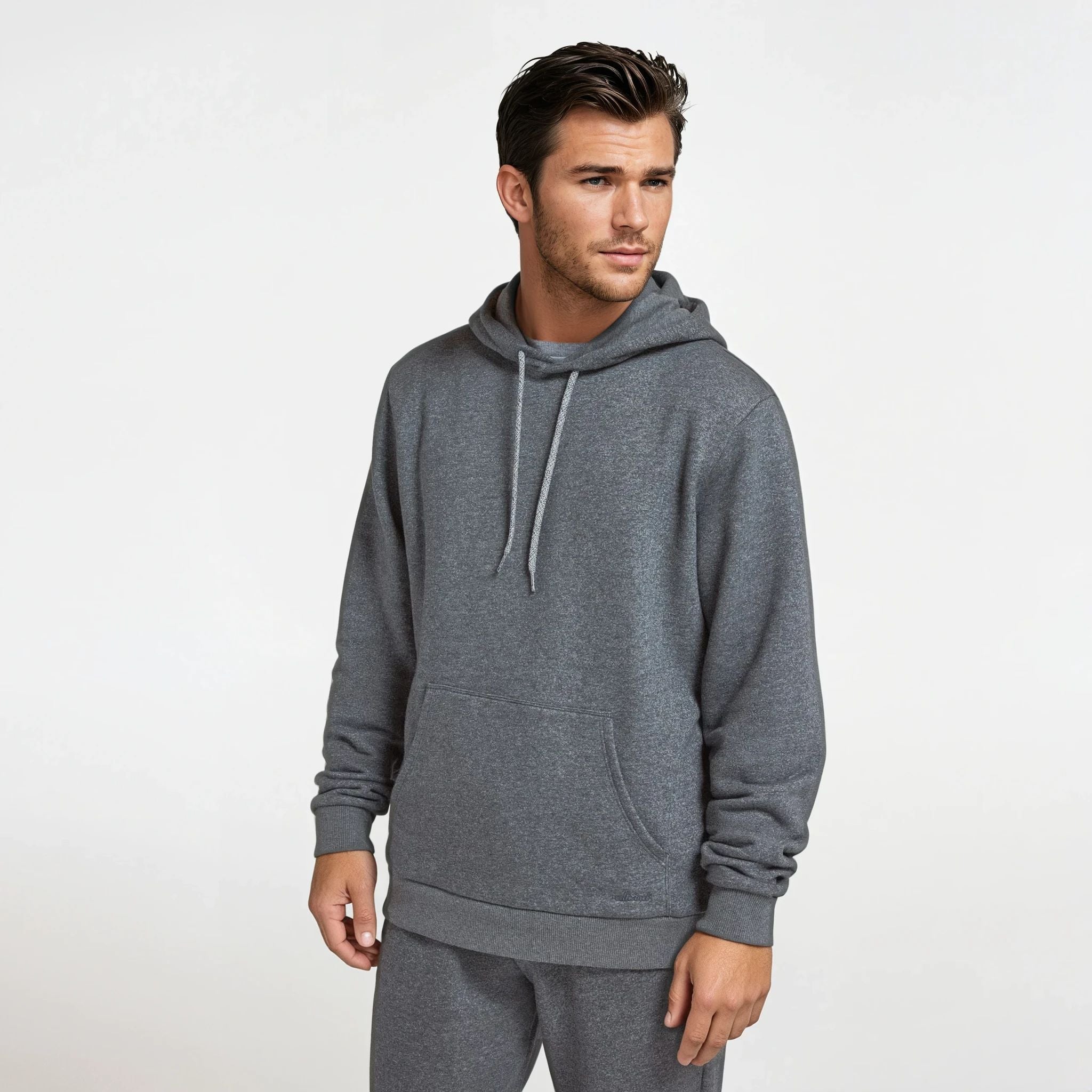 Alternative view of Unisex Merino Blend Hoodie - Natural Grey Heather