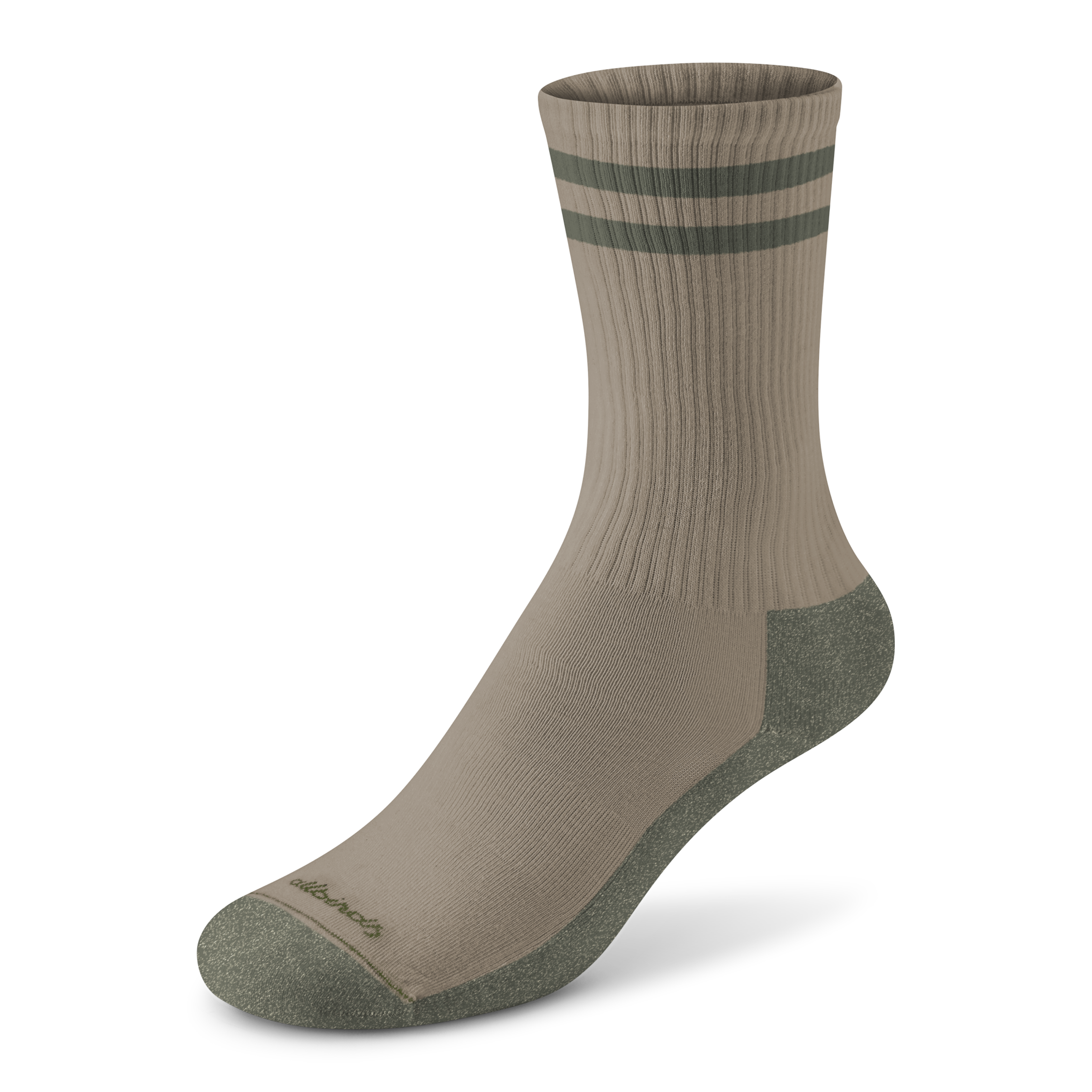 Anytime Crew Sock - Rugged Beige/Thunder Green Stripe